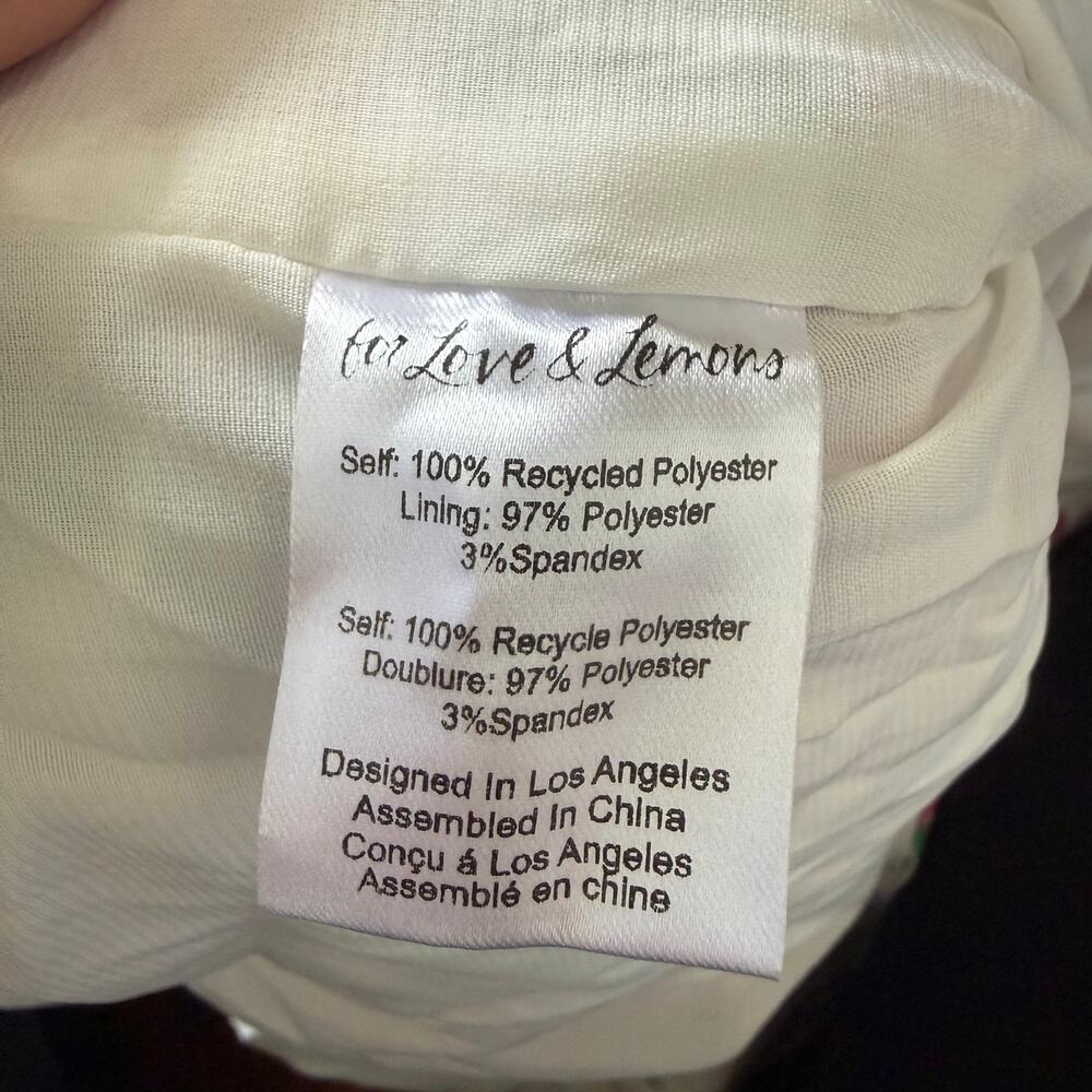 For Love & Lemons Petal Tank Mini Dress Floral Sz L Ruched Ruffle Garden Party - Picture 7 of 9